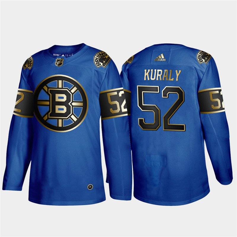 Bruins 52 Sean Kuraly Blue 50th anniversary Adidas Jersey