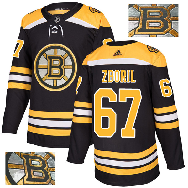 Bruins 67 Jakub Zboril Black With Special Glittery Logo  Jersey