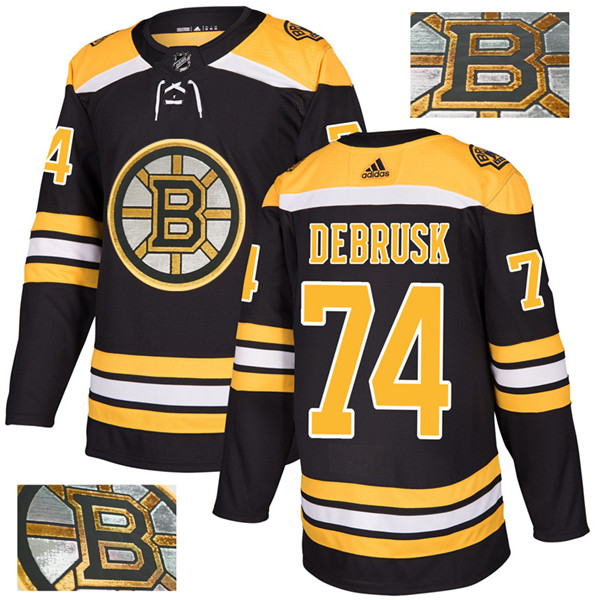 Bruins 74 Jake DeBrusk Black With Special Glittery Logo  Jersey