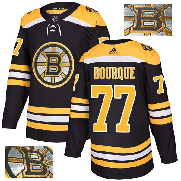 Bruins 77 Ray Bourque Black With Special Glittery Logo  Jersey