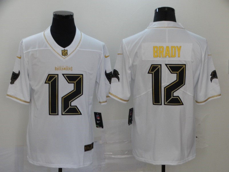 Buccaneers 12 Tom Brady White Gold Vapor Untouchable Limited Jersey