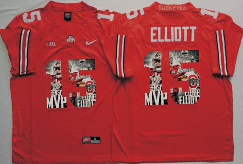 Buckeyes 15 Ezekiel Elliott Red Player Fashion Stitched NCAA Jersey