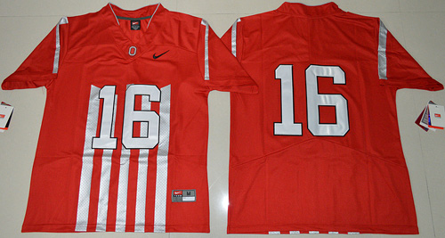 Buckeyes 16 J T Barrett Red 1917 Throwback Limited Stitched NCAA Jersey