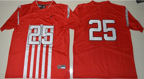 Buckeyes 25 Mike Weber Jr Red 1917 Throwback Limited Stitched NCAA Jersey