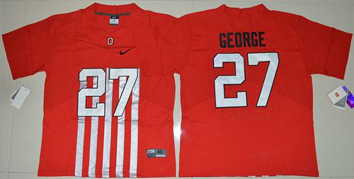 Buckeyes 27 Eddie George Red Alternate Elite Stitched NCAA Jersey