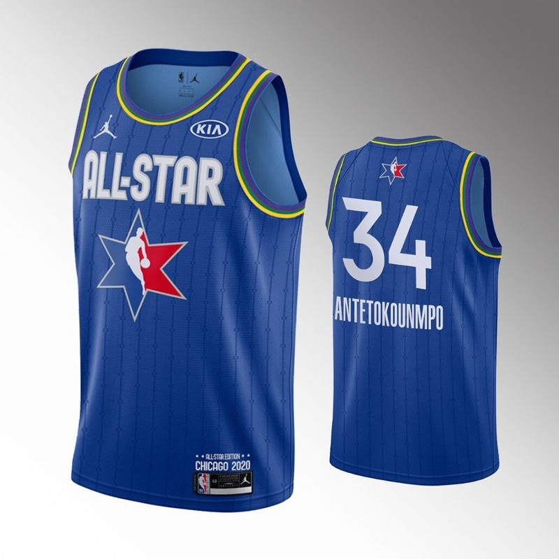 Bucks 34 Giannis Antetokounmpo Blue 2020 NBA All Star Jordan Brand Swingman Jersey