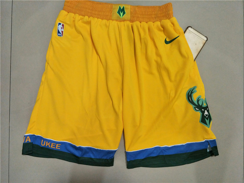 Bucks Yellow City Edition With Pocket Nike Swingman Shorts