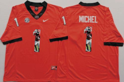 Bulldogs 1 Sony Michel Red Player Fashion Stitched NCAA Jersey