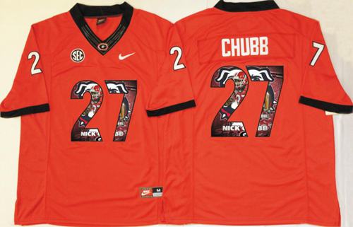 Bulldogs 27 Nick Chubb Red Player Fashion Stitched NCAA Jersey