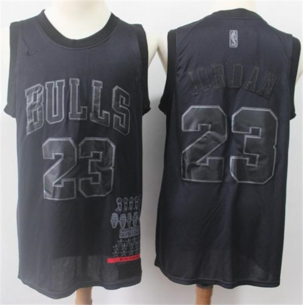 Bulls #23 Michael Jordan Black Basketball MVP Swingman Jersey