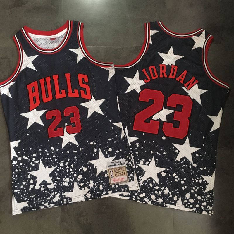 Bulls 23 Michael Jordan Black Independence Day Stitched Basketball Jersey