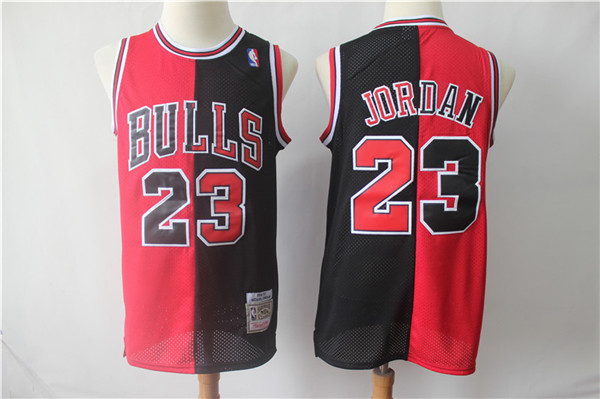 Bulls 23 Michael Jordan Black Red Split 1996 97 Hardwood Classics Jersey