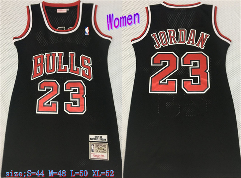 Bulls 23 Michael Jordan Black Women 1997 98 Hardwood Classics Mesh Jersey