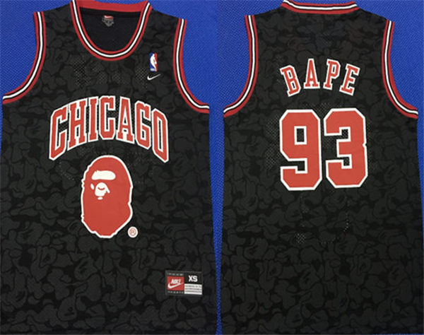Bulls 93 Bape Black Nike Swingman Jersey