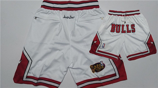 Bulls White 1997 NBA Finais Patch Mesh Shorts