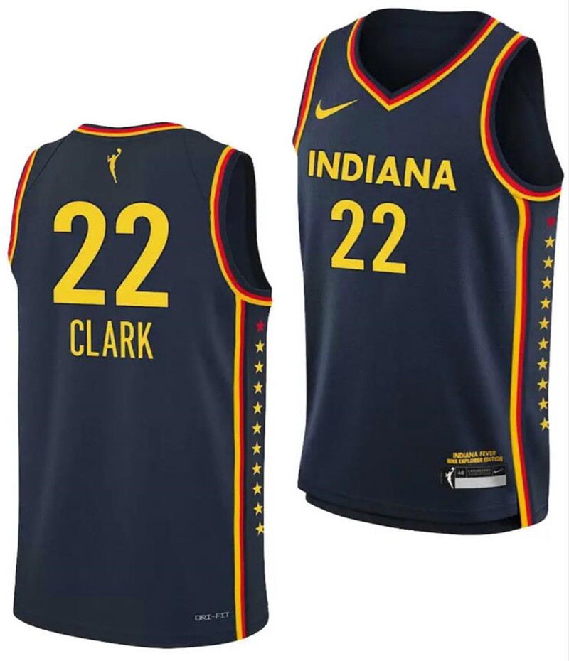 Caitlin Clark Jersey 22 Indiana Fever Basketball 2024 WNBA Draft Explorer Edition Stitched Navy