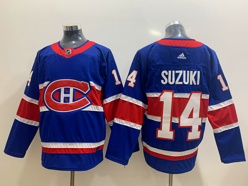 Canadiens 14 Nick Suzuki Blue 2020 21 Reverse Retro Adidas Jersey