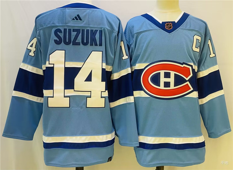 Canadiens 14 Nick Suzuki Light Blue Reverse Retro Adidas Jersey