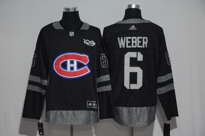 Canadiens 6 Shea Weber Black 100th Anniversary Season Jersey