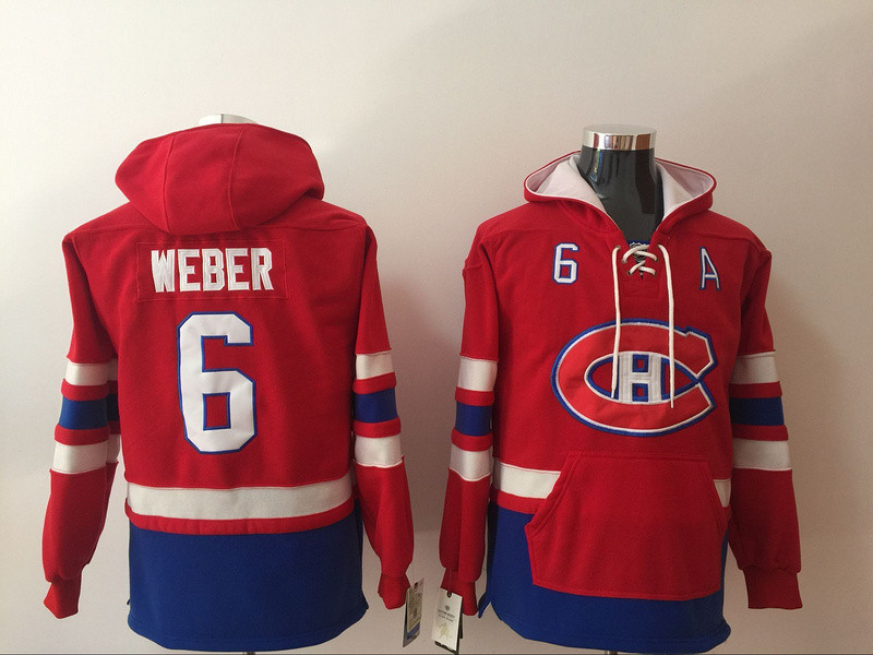 Canadiens 6 Shea Weber Red All Stitched Hooded Sweatshirt