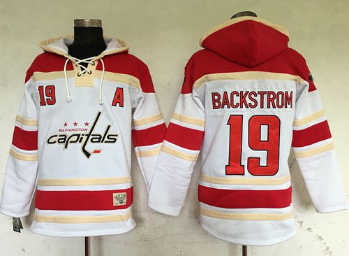 Capitals 19 Nicklas Backstrom White Sawyer Hooded Sweatshirt Stitched NHL Jersey