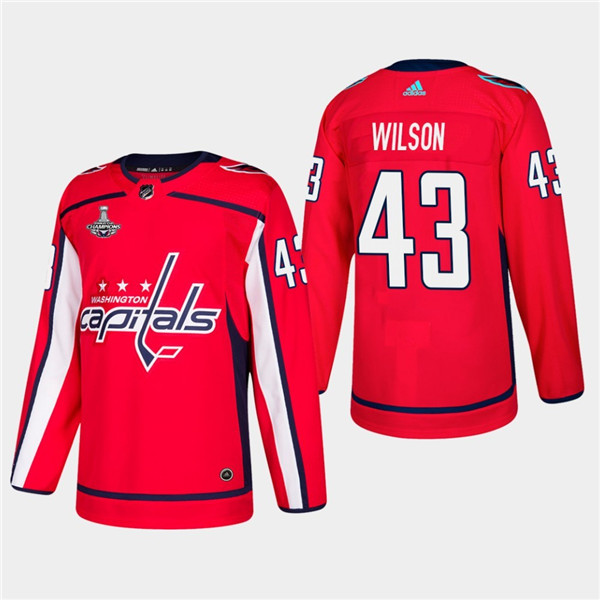 Capitals 43 Tom Wilson Red 2018 Stanley Cup Champions  Jersey