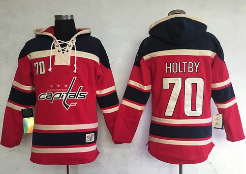 Capitals 70 Braden Holtby Red Sawyer Hooded Sweatshirt Stitched NHL Jersey