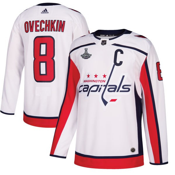 Capitals 8 Alexander Ovechkin White 2018 Stanley Cup Champions  Jersey