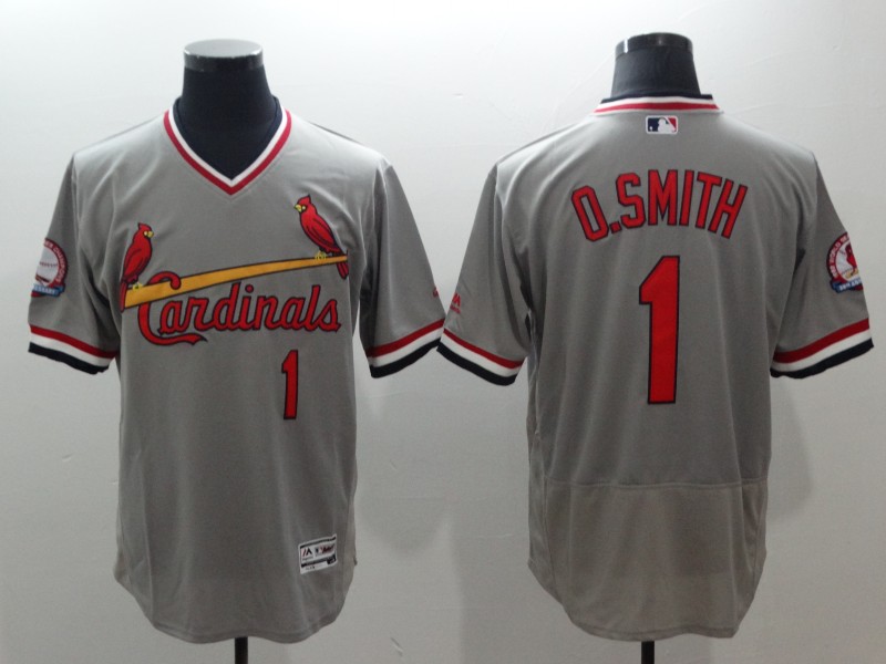 Cardinals 1 Ozzie Smith Grey Cooperstown Collection Flexbase Jersey