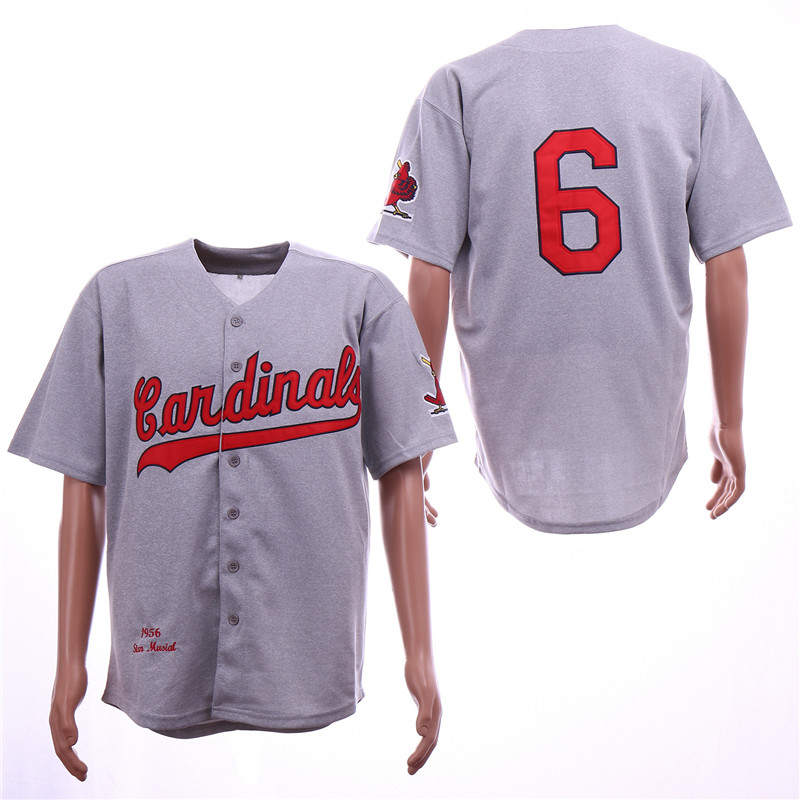Cardinals 6 Stan Musial Gray 1956 Cooperstown Collection Jersey
