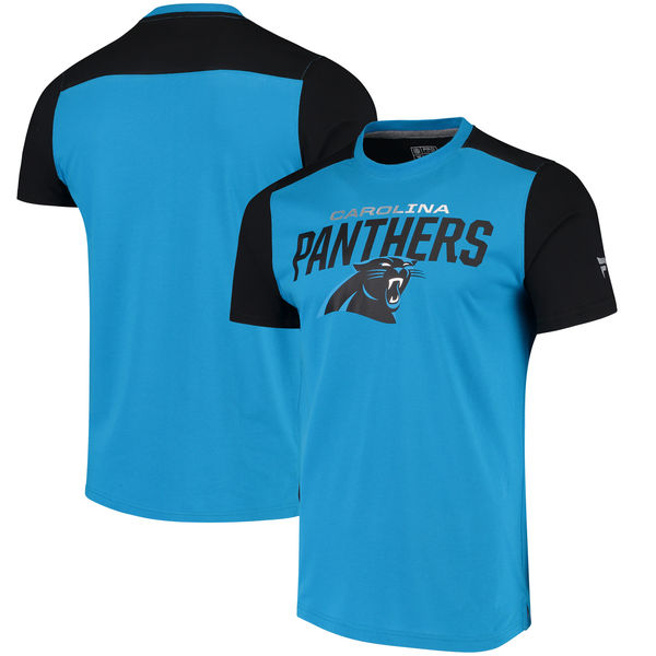 Carolina Panthers NFL Pro Line by Fanatics Branded Iconic Color Blocked T Shirt Blue Black