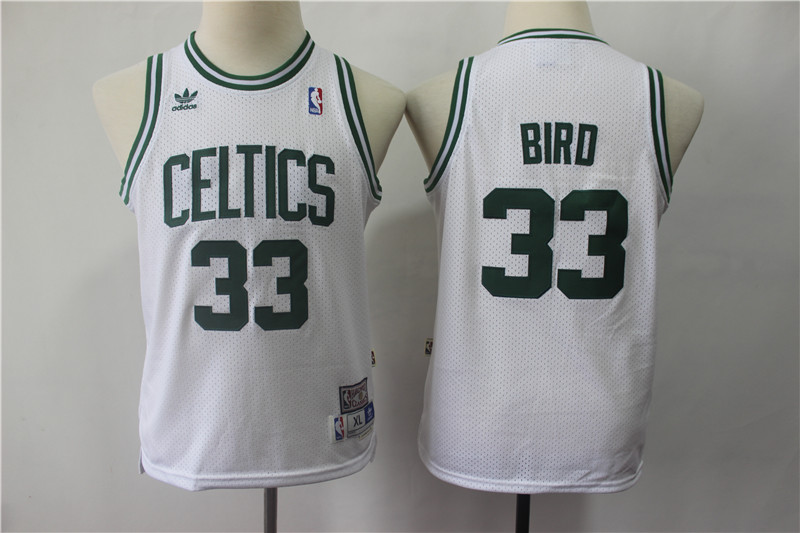 Celtics 33 Larry Bird White Youth Hardwood Classics Jersey