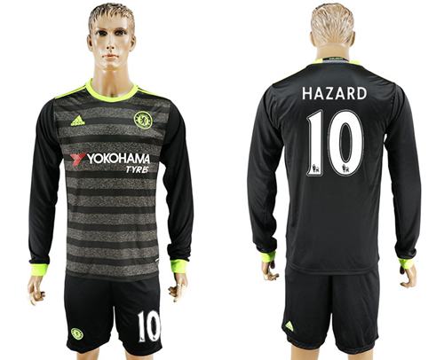 Chelsea 10 Hazard Sec Away Long Sleeves Soccer Club Jersey