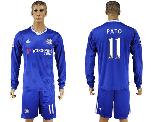 Chelsea 11 Pato Home Long Sleeves Soccer Club Jersey