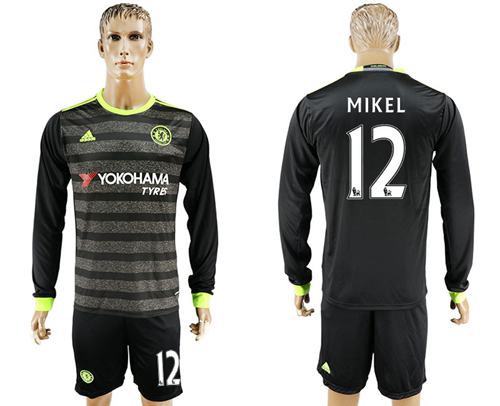 Chelsea 12 Mikel Sec Away Long Sleeves Soccer Club Jersey