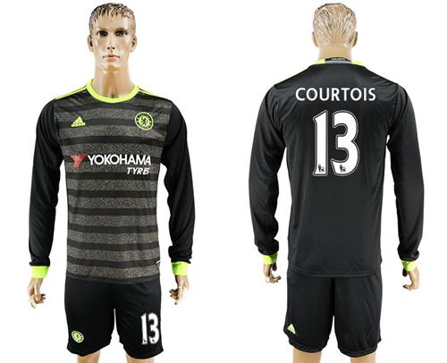 Chelsea 13 Courtois Sec Away Long Sleeves Soccer Club Jersey