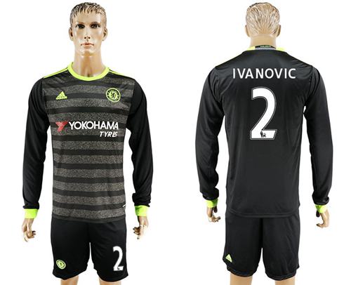 Chelsea 2 Ivanovic Sec Away Long Sleeves Soccer Club Jersey