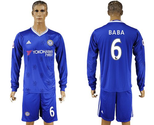 Chelsea 6 Baba Home Long Sleeves Soccer Club Jersey