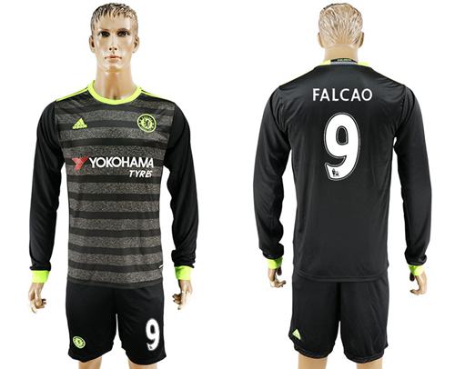 Chelsea 9 Falcao Sec Away Long Sleeves Soccer Club Jersey