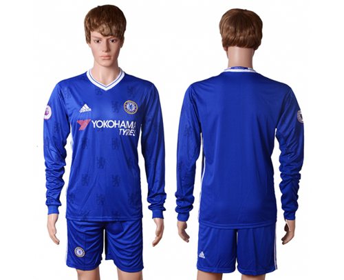 Chelsea Blank Home Long Sleeves Soccer Club Jersey