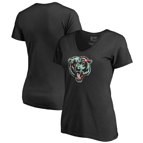 Chicago Bears NFL Pro Line by Fanatics Branded Women's Lovely Plus Size V Neck T Shirt Black