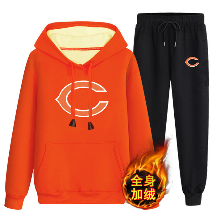 Chicago Bears Orange Plus Velvet Pullover Hoodie & Pant