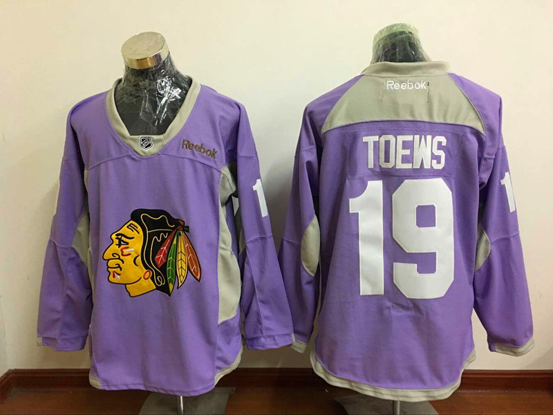 Chicago Blackhawks 19 Jonathan Toews Purple Fights Cancer Practice Stitched NHL Jersey