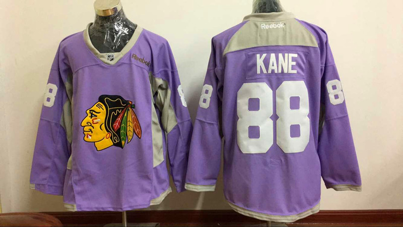 Chicago Blackhawks 88 Patrick Kane Purple Fights Cancer Practice Stitched NHL Jersey