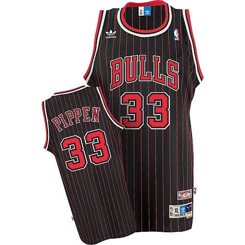 Chicago Bulls Pippen 33 Black Red Throwback Jerseys