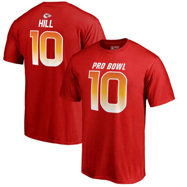 Chiefs 10 Tyreek Hill AFC NFL Pro Line by Fanatics Branded 2018 Pro Bowl Stack Name & Number T Shirt Red