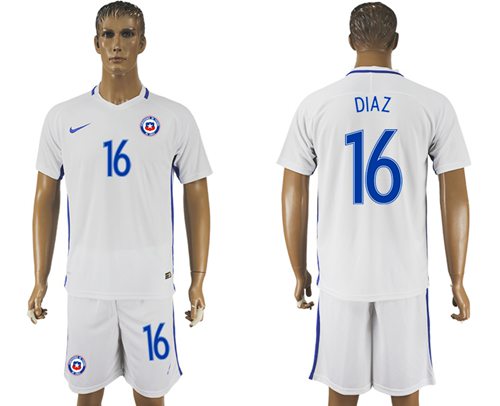 Chile 16 Diaz Away Soccer Country Jersey