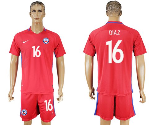 Chile 16 Diaz Home Soccer Country Jersey