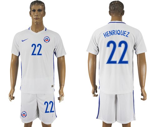 Chile 22 Henriquez Away Soccer Country Jersey