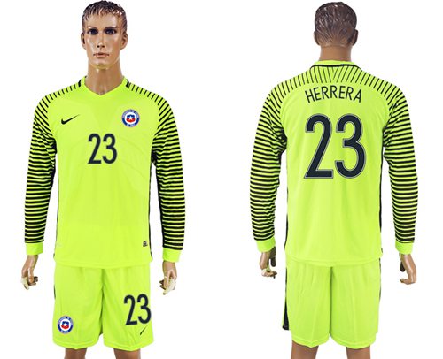 Chile 23 Herrera Green Long Sleeves Goalkeeper Soccer Country Jersey